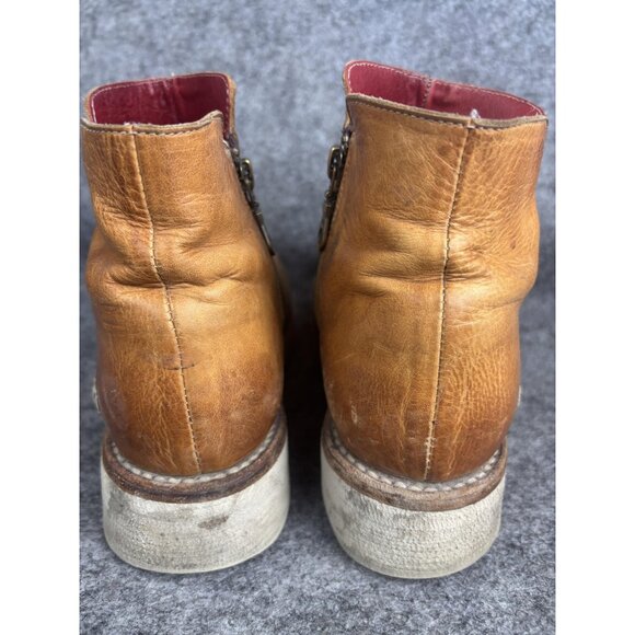 Bed Stu Cobbler Boots Mens Size 8.5 Tan Leather Zipper Vegetable Tanned Shoes - Picture 5 of 9